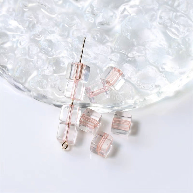Acrylic Square Acrylic Beads 8mm Pastel Filled Core Glossy 60pcs 7