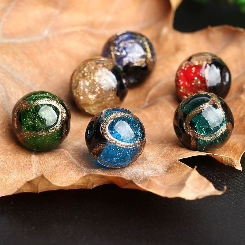 Ancient Fragrant Stained Painted Glass Beads 8mm Vintage 50pcs 3