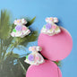 Hand Painted Dress Acrylic Beads 28x24x10mm Pastel Glossy 5pcs 9