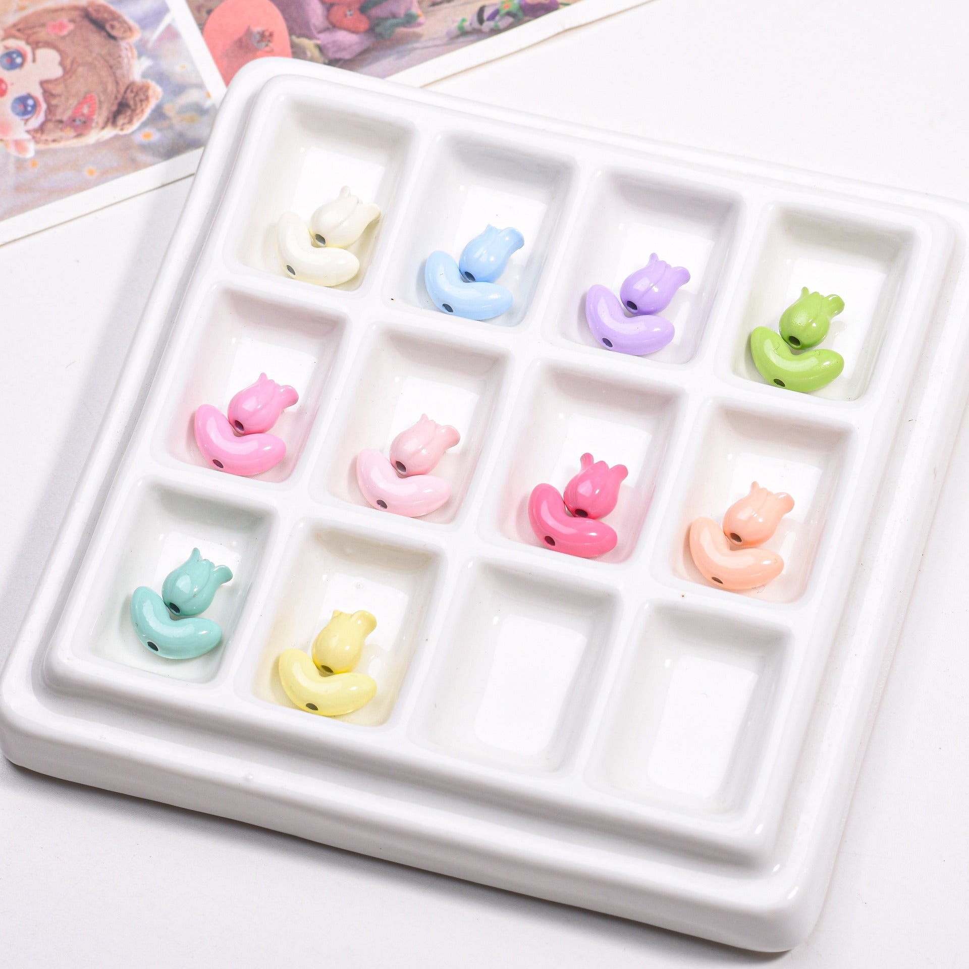 Tulip Metal Beads 21mm Baking Painted Solid Zinc Alloy 10pcs