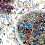 Transparent Square Glass Beads 8mm Iridescent Colors 50pcs 3