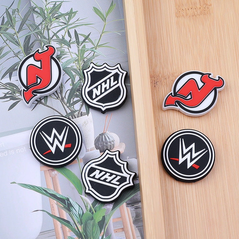 Silicone Focal Beads NHL Hockey League Circle Badge Smiling Face 20pcs 3