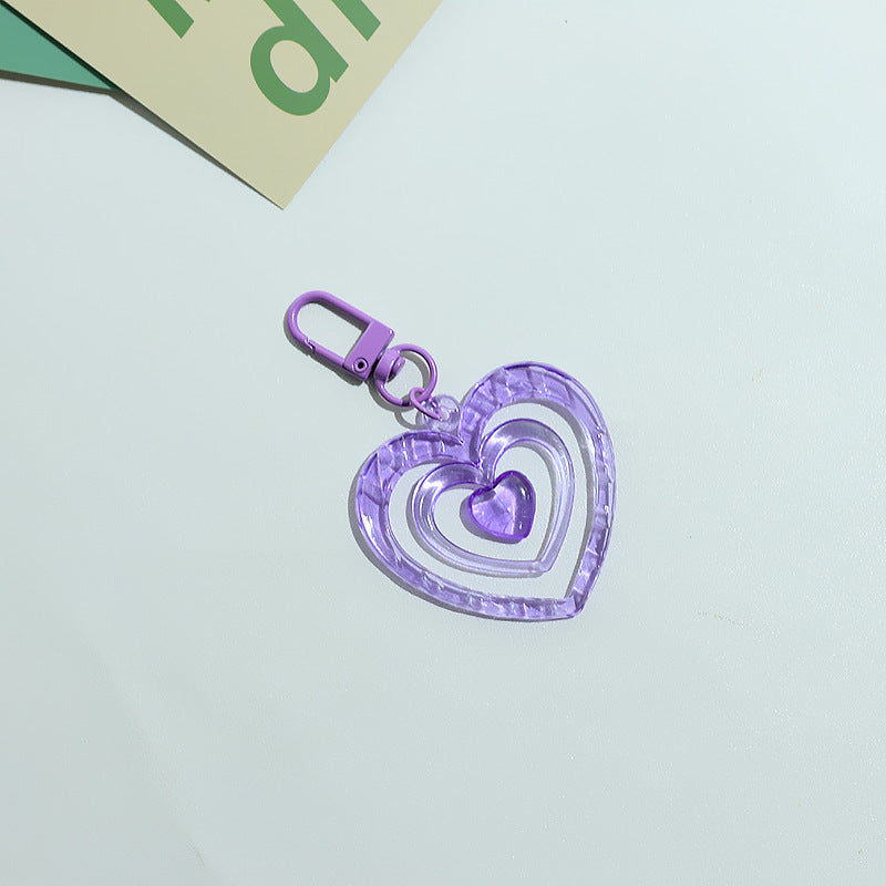 Acrylic Transparent Heart Keychain Colorful Layered Resin Charm 6