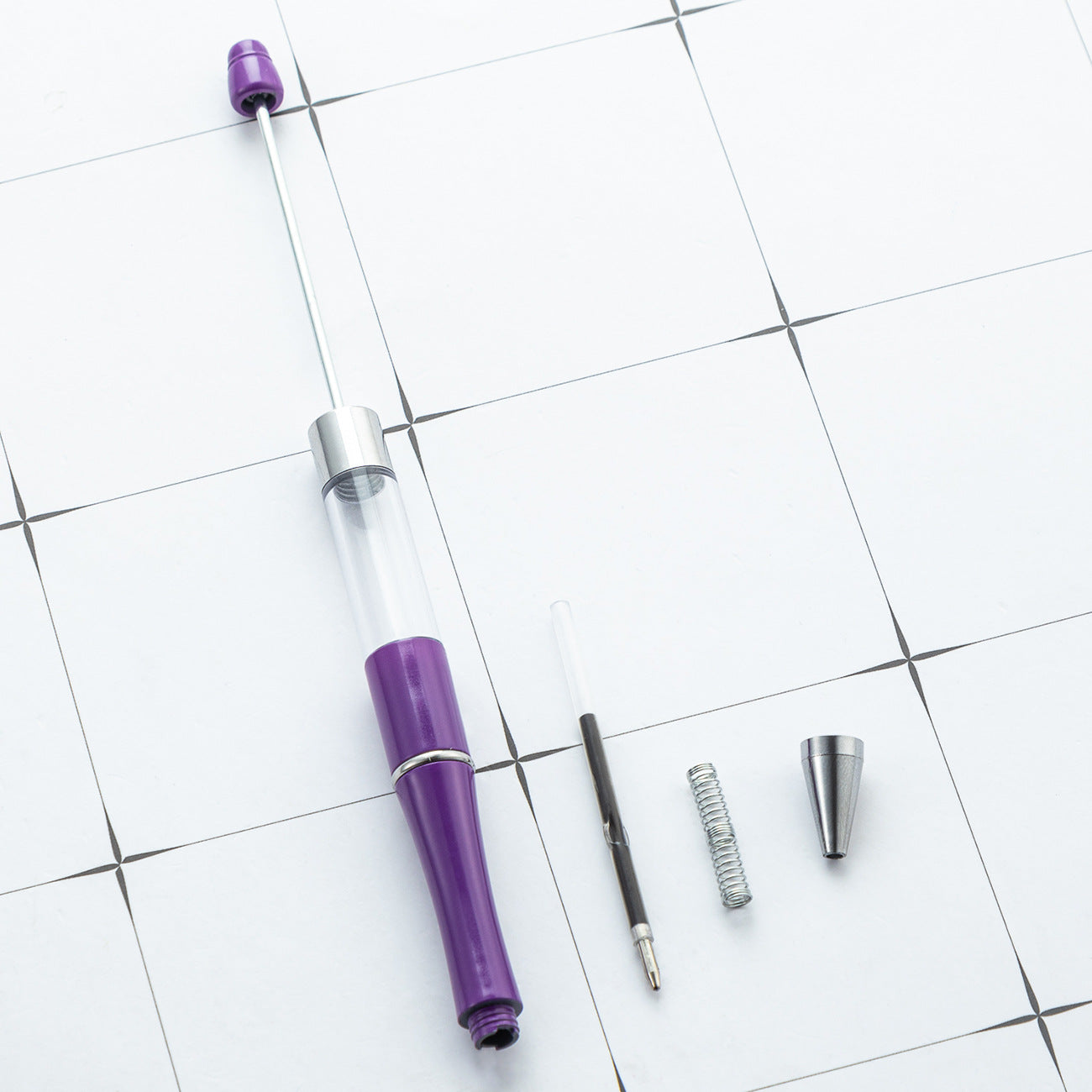 Beadable Ballpoint Pen Hollow Tube Transparent Colorful 18cm 4