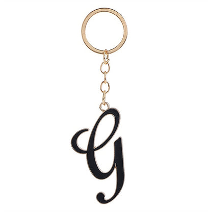 Metal Fashion Letter Keychain Black and Gold Script Design 37