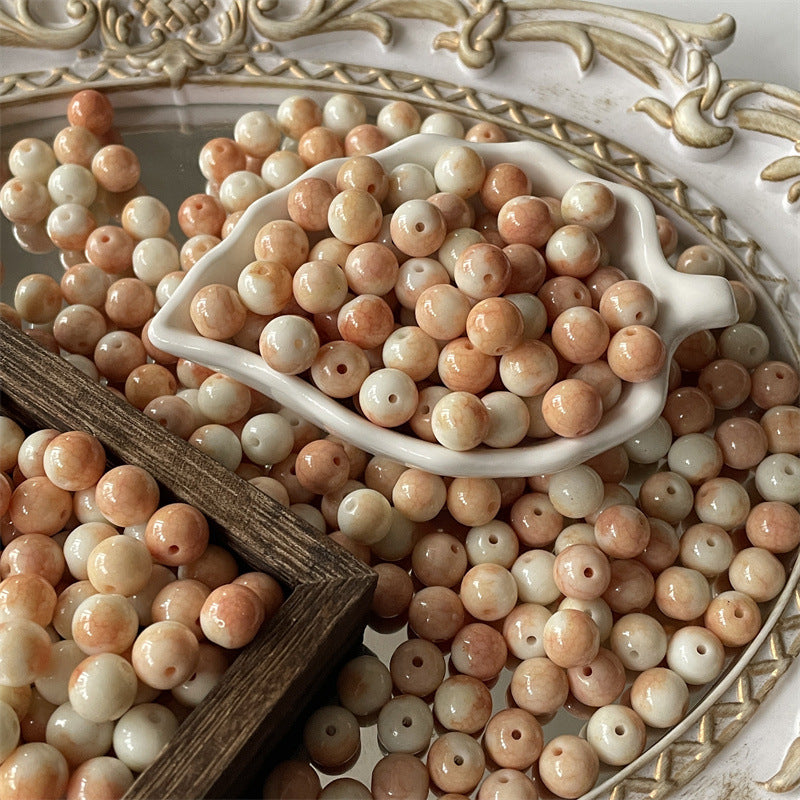 Crackle Round Glass Beads 10mm Imitation Jade Pastel Colors 40pcs 17