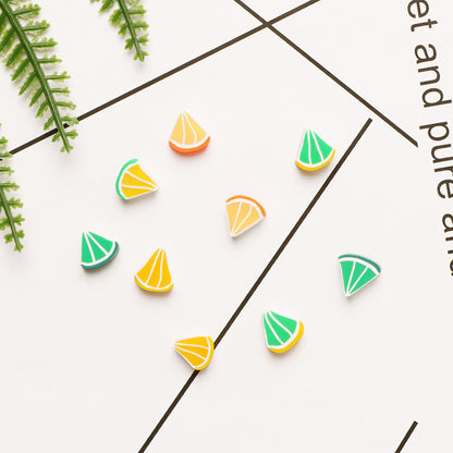 Flat Clay Beads 10mm Citrus Fruit Polymer Mixed Colors 100pcs 3