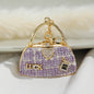 Vintage Alloy Shoulder Bag Keychain with Rhinestone Accent 8