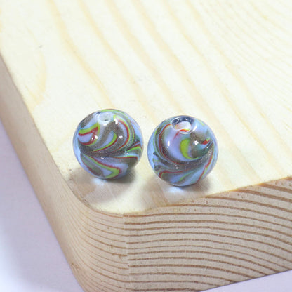 Lampwork Glass Beads Round 12/14mm Transparent Phoenix Tail Gold Foil 5pcs 10