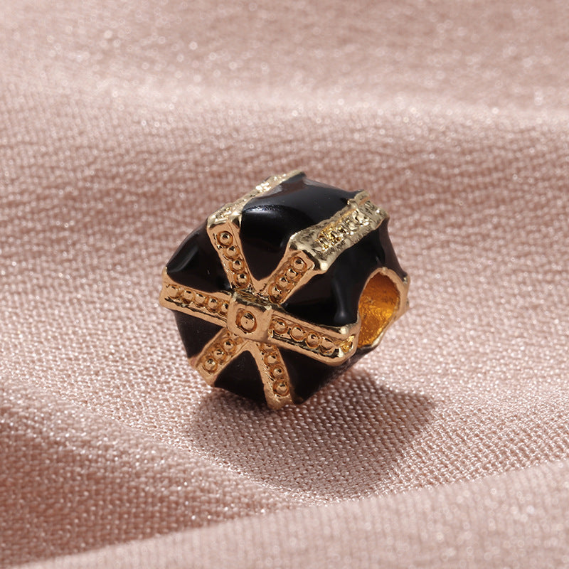 Cube Metal Beads 10mm Christmas Gift Box Enamel Large Hole 10pcs 6