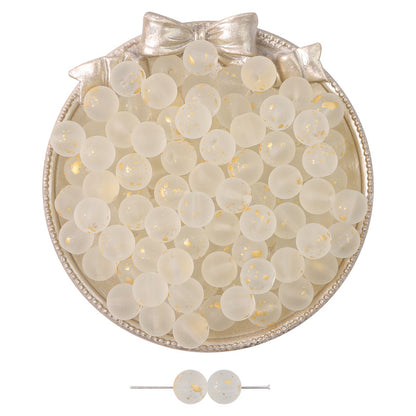 Frosted Round Glass Beads 10mm Matte Gold Fleck Mixed Colors 60pcs 9