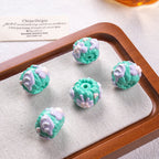 Hand Painted Heart and Flower Acrylic Beads 18-20mm Pastel Enamel 10pcs 3