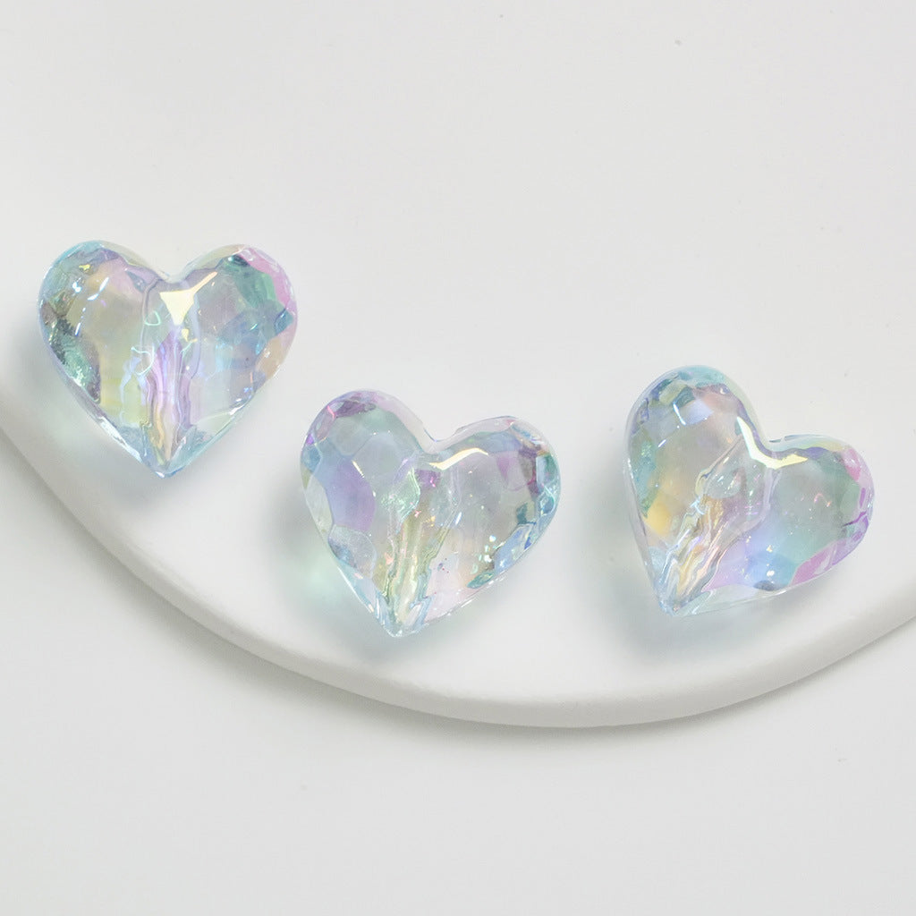 Transparent UV Plating Faceted Pentagram Love Acrylic Beads 19-20mm 50pcs 16