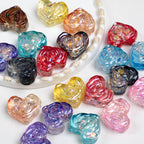 Rose Pattern Heart Resin Beads 20mm Multicolor 10pcs 4