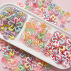 Hand Painted Flower Acrylic Beads 34mm Pastel Wave Dot 5pcs