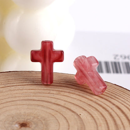 Imitation Jade Ink Color Cross Acrylic Beads 15mm Glossy Swirl 100pcs 10