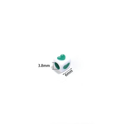Square Acrylic Beads 6.7mm Glossy Dripping Oil Love Design 100pcs 4