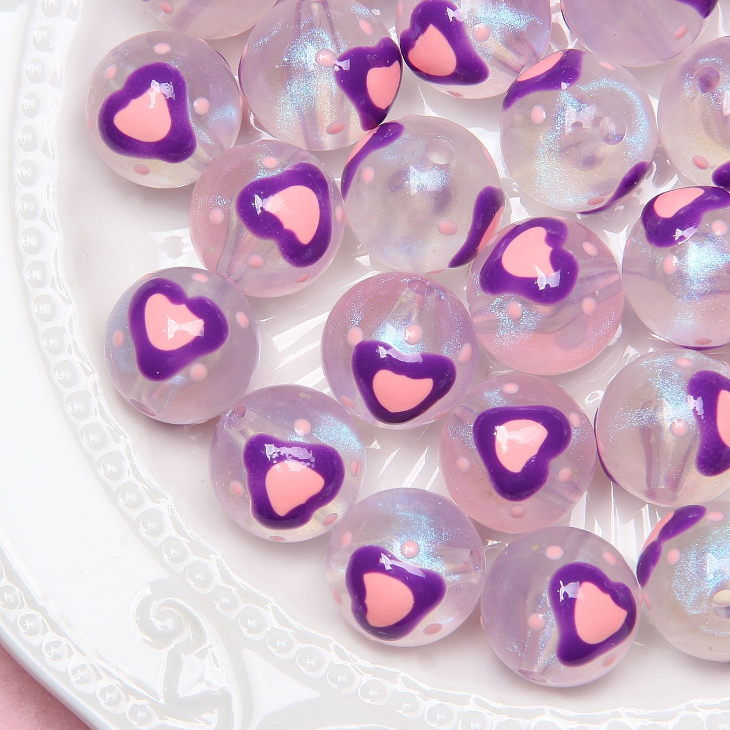 Painted Smiley Face Acrylic Beads 16mm Glow In The Dark 10pcs 20