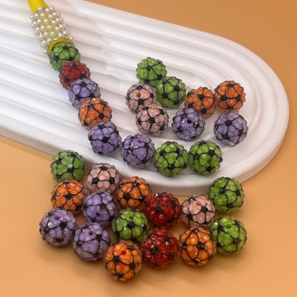 Football Patterned Rhinestone Bubblegum Beads 16mm 20mm 25pcs 2