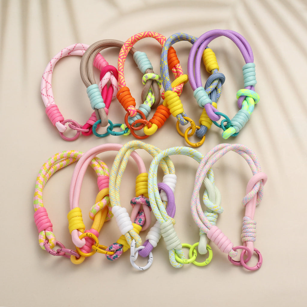 Patterned Macrame Dual Ring Phone Charm Polyester 33cm 2pcs 3