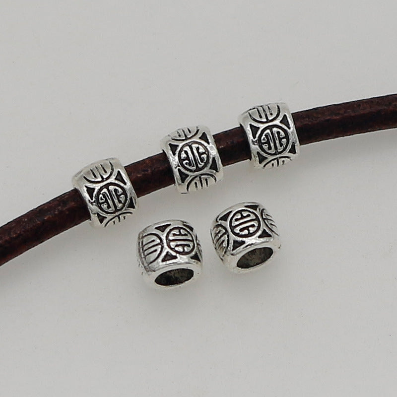 Tibetan Metal Beads 6mm Vintage Patterned Large Hole Zinc Alloy 100pcs 2