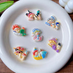 Glossy Plating Resin Beads Adorable Sleeping Girl Focal 10pcs 3