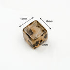 Transparent Square Acrylic Beads 16mm Ink Leopard Print 10pcs 2