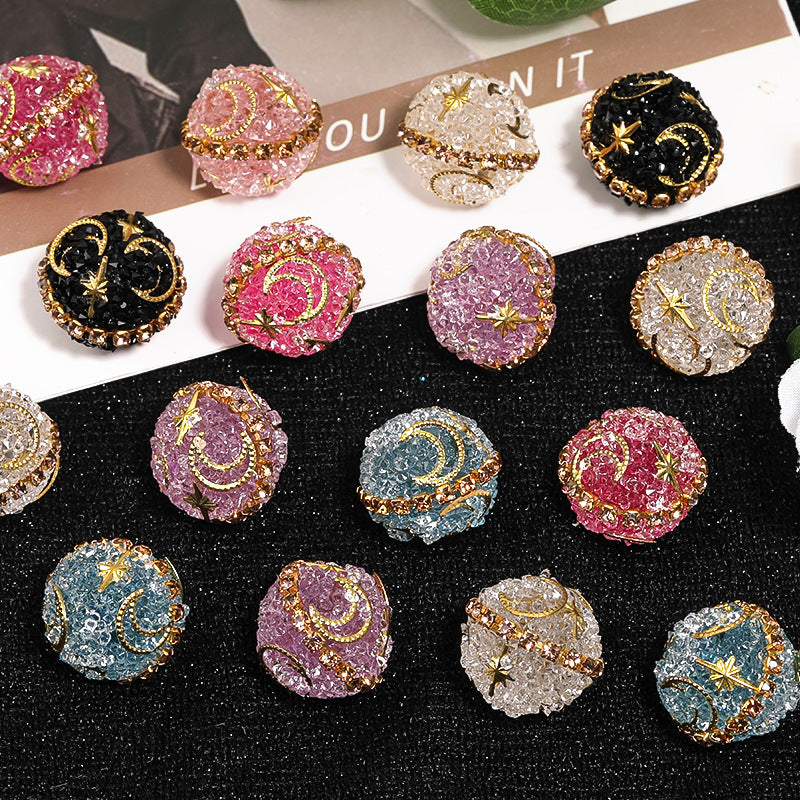 Star Moon Rhinestone Bubblegum Beads 17mm Celestial Design 10pcs 4