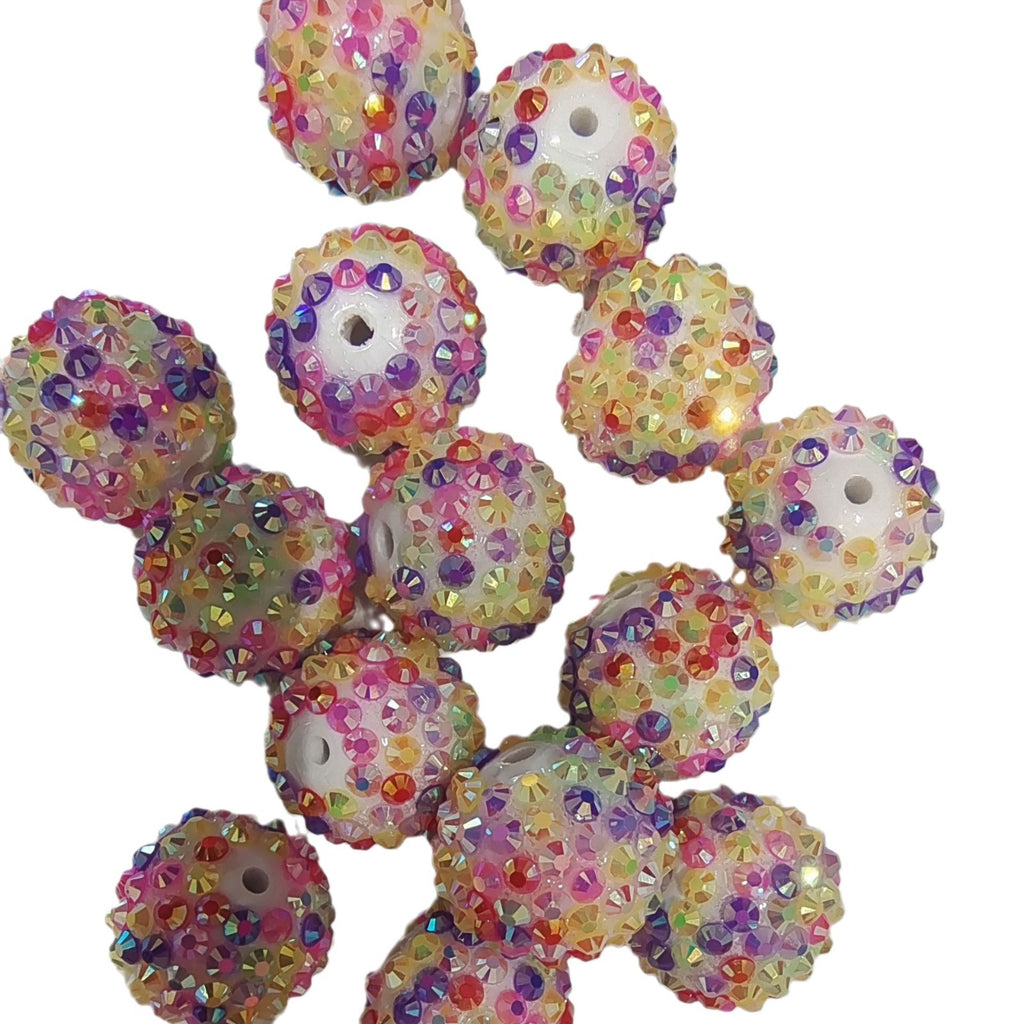 Rhinestone Bubblegum Beads 10-22mm Spring Colorful Textured 5pcs 4