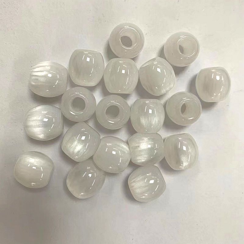 Fluid Glitter Resin Barrel Beads 12mm Natural Shimmer Large Hole 100pcs 3