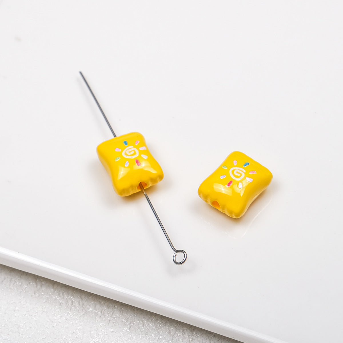 Sun Pattern Square Acrylic Beads 14mm Colorful Candy Bag 20pcs 15