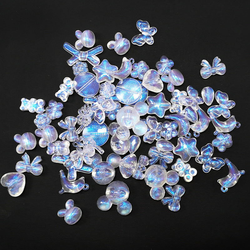 Transparent Aurora Laser Acrylic Beads Iridescent Mixed Shapes 2pcs 3