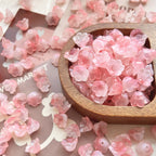 Vintage Lily-Shaped Glass Beads 8x12mm Pastel Translucent 30pcs 10