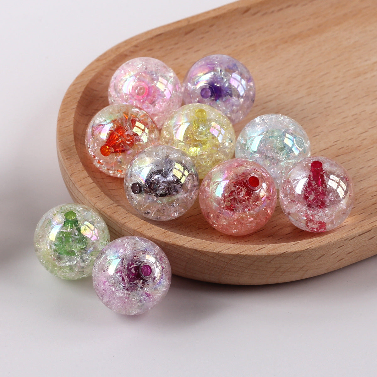 Plated Bubblegum Beads 18-20mm Dyed Core Crackle Glossy 20pcs
