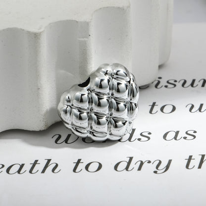 Plating Heart Acrylic Beads 17mm Metallic Gold Silver Waffle 50pcs 7