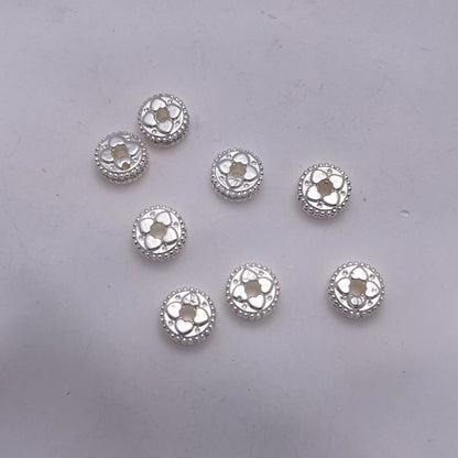 Brass Four-Petal Flower Spacer Beads 7mm Zirconia 10pcs 7