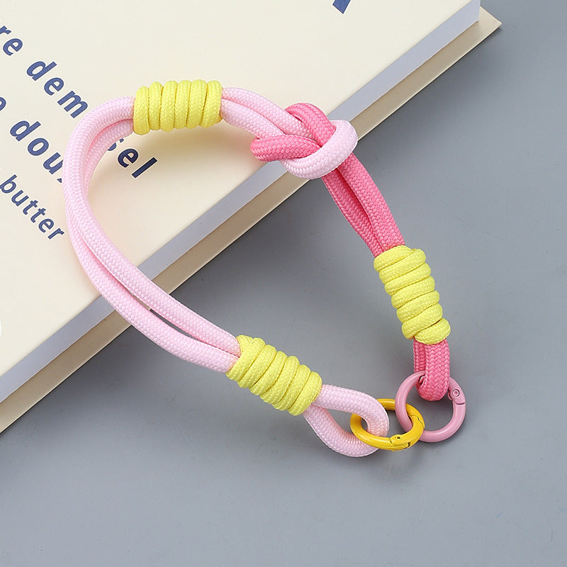Dual Color Knotted Double Ring Phone Wristlet Keychain Nylon 3pcs 9