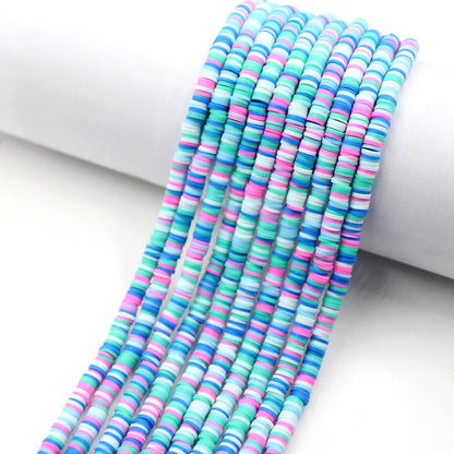 Flat Disc Clay Beads 6mm Colorful Matte Polymer 10strands 11