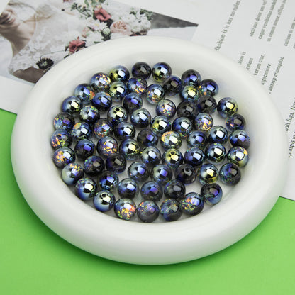 Iridescent Foil Filled Resin Beads 8-16mm Glossy Multicolor 40pcs 14