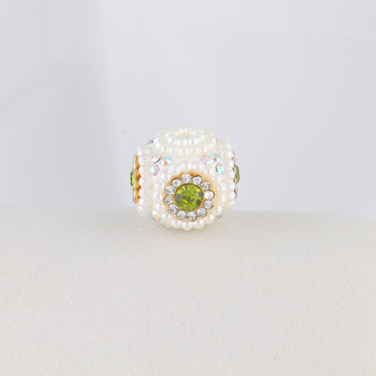 Pearl Encrusted Cube Clay Beads 20mm Rhinestone Accent 5pcs 8