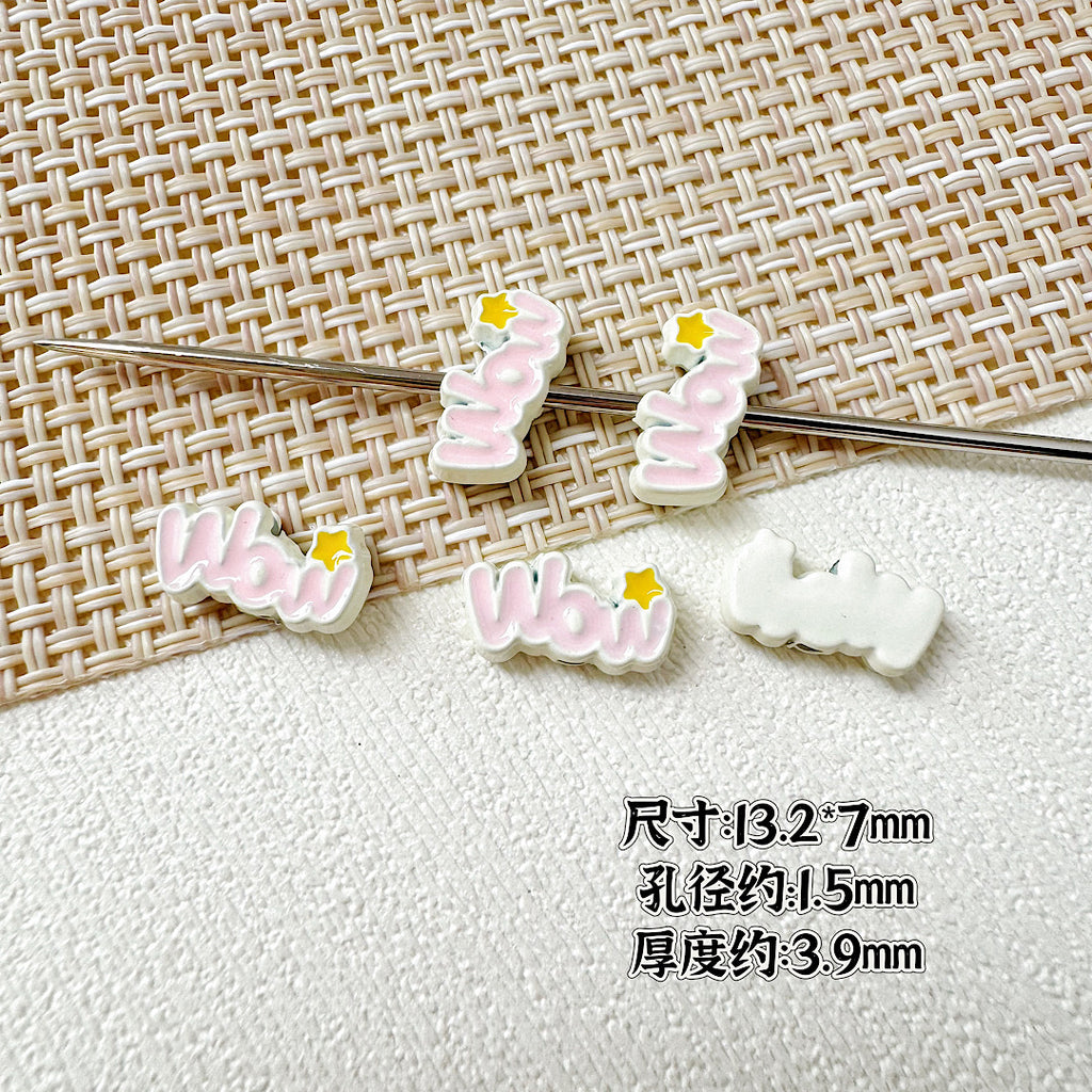 Baking Painted WOW&YES Metal Beads 13mm 15mm Colorful Alloy 20pcs 6