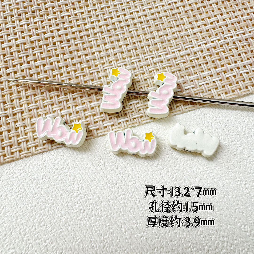 Baking Painted WOW&YES Metal Beads 13mm 15mm Colorful Alloy 20pcs 6