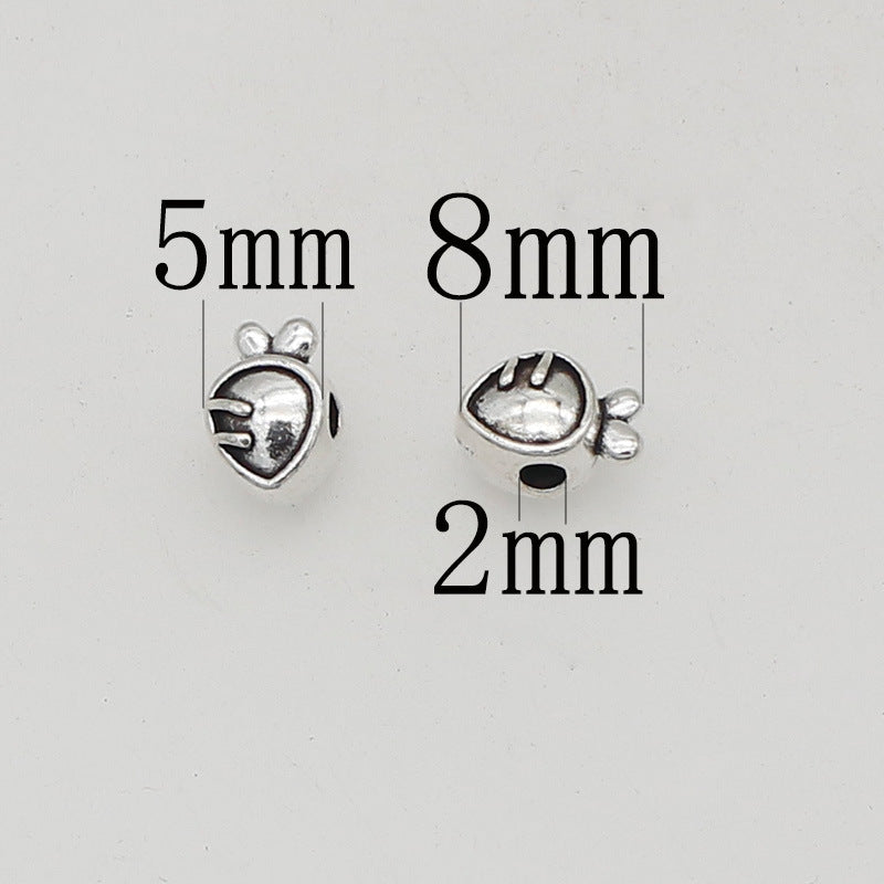 Easter Carrot and Rabbit Metal Beads 8mm Polished Silver Tone 100pcs 6