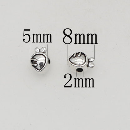 Easter Carrot and Rabbit Metal Beads 8mm Polished Silver Tone 100pcs 6