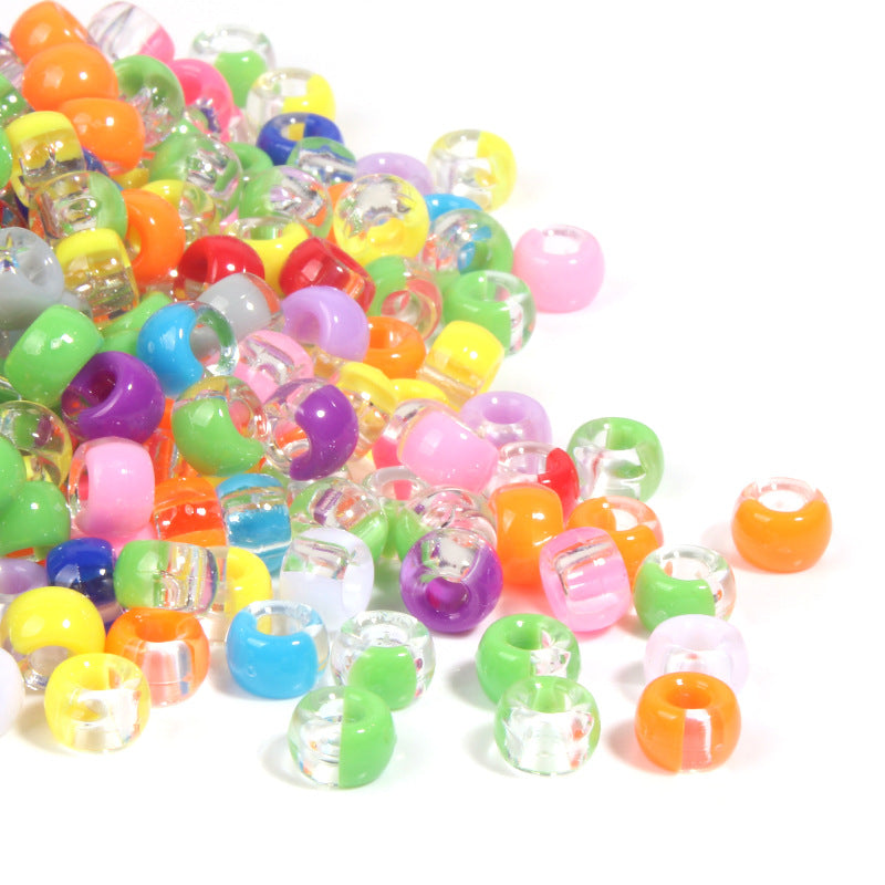 Clear Two-color Pony Beads 9mm Translucent Mixed Colors 200pcs 5