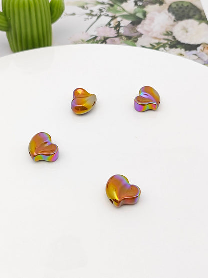 Plating Irregular Heart Acrylic Beads 17x20mm Colorful Mixed 100pcs 8