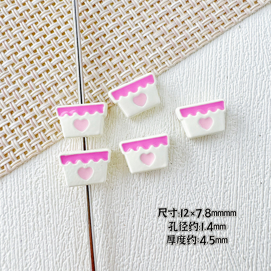 Baking Painted Teddy Bear and Flowerpot Metal Beads 15mm 10pcs 16