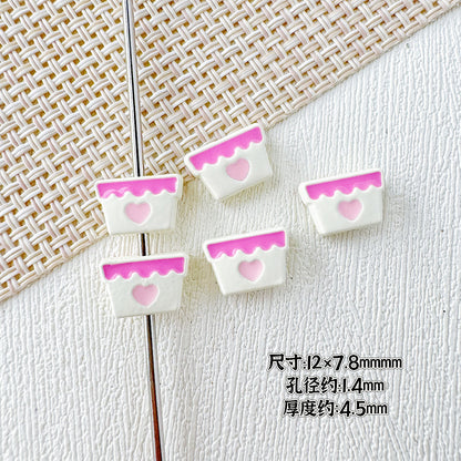 Baking Painted Teddy Bear and Flowerpot Metal Beads 15mm 10pcs 16