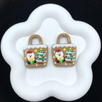 Hand Painted Christmas Bag Acrylic Beads 37x50mm Enamel Detail 2pcs 3