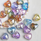 Clear Irregular Heart Acrylic Beads 14mm Glitter 10pcs